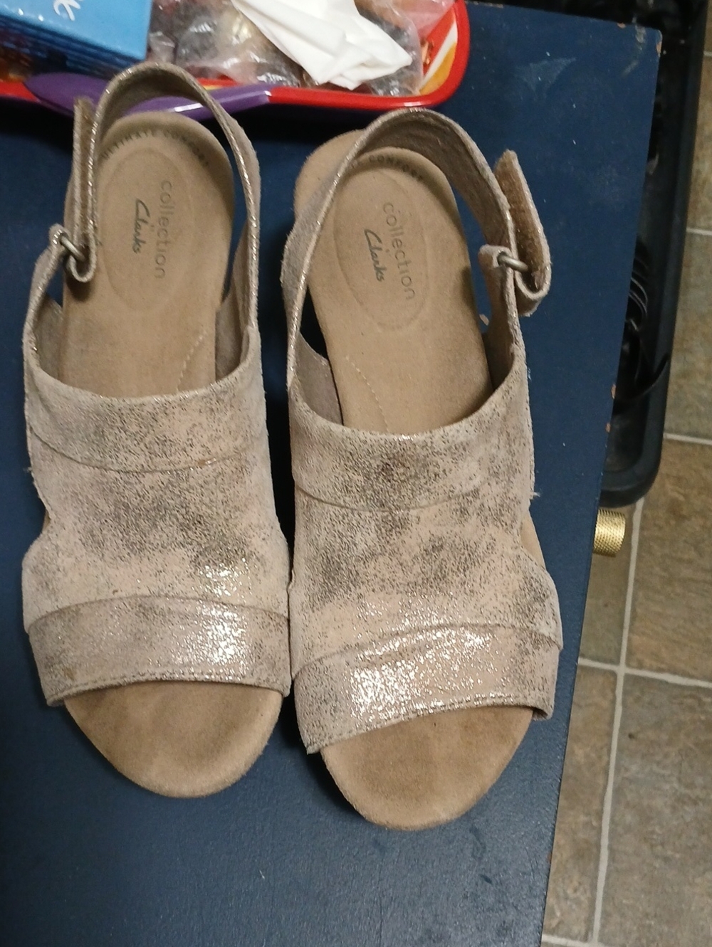Clarks Women's Taupe Metallic Slingback Sandals